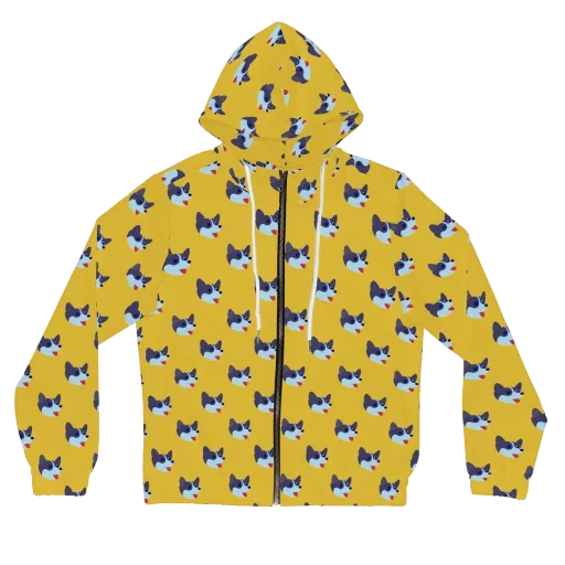 Golden Pup Parade on a Women's Full-Zip Hoodie