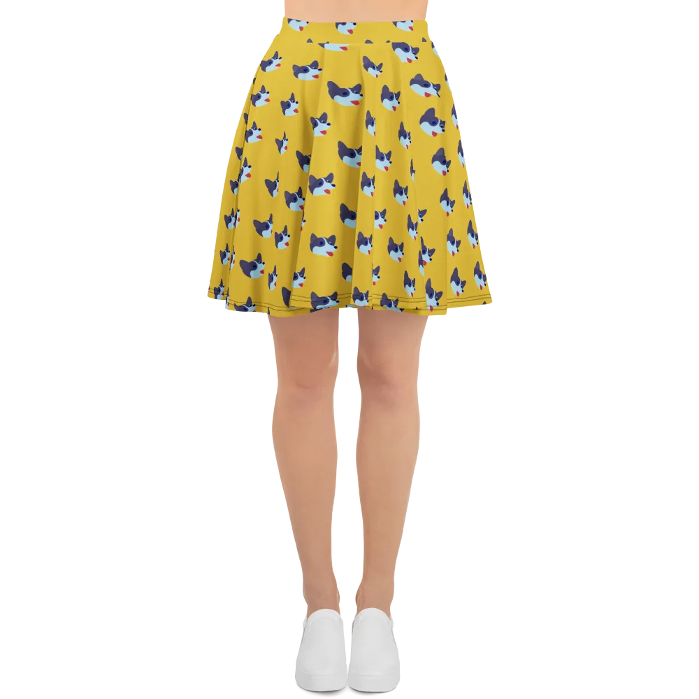 Golden Pup Parade on Skater Skirt — Front