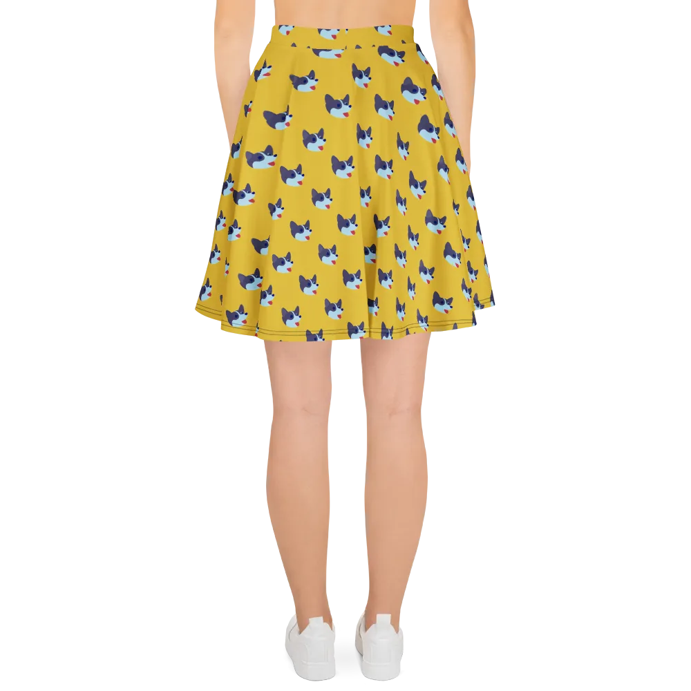 Golden Pup Parade on Skater Skirt — Back