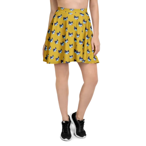 Golden Pup Parade on a Skater Skirt