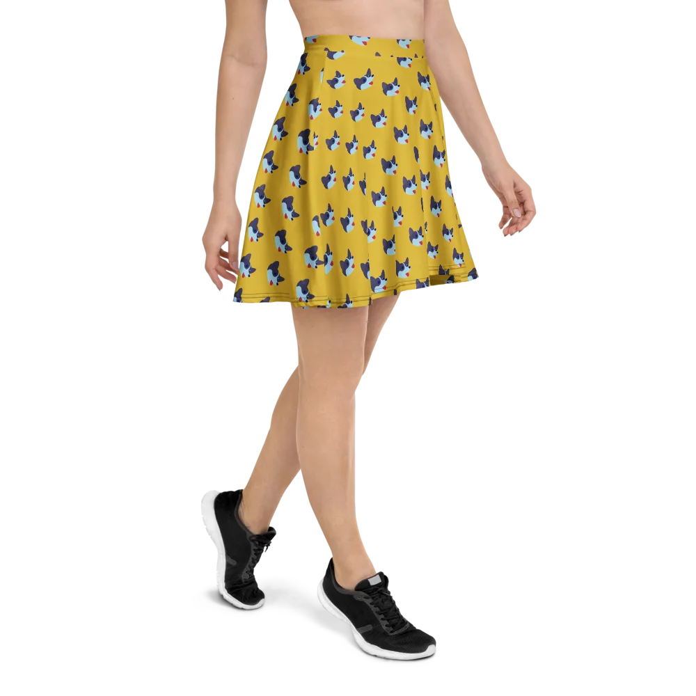 Golden Pup Parade on Skater Skirt — Right