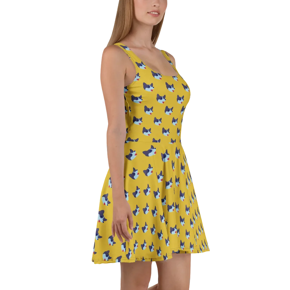 Golden Pup Parade on Skater Dress — Right