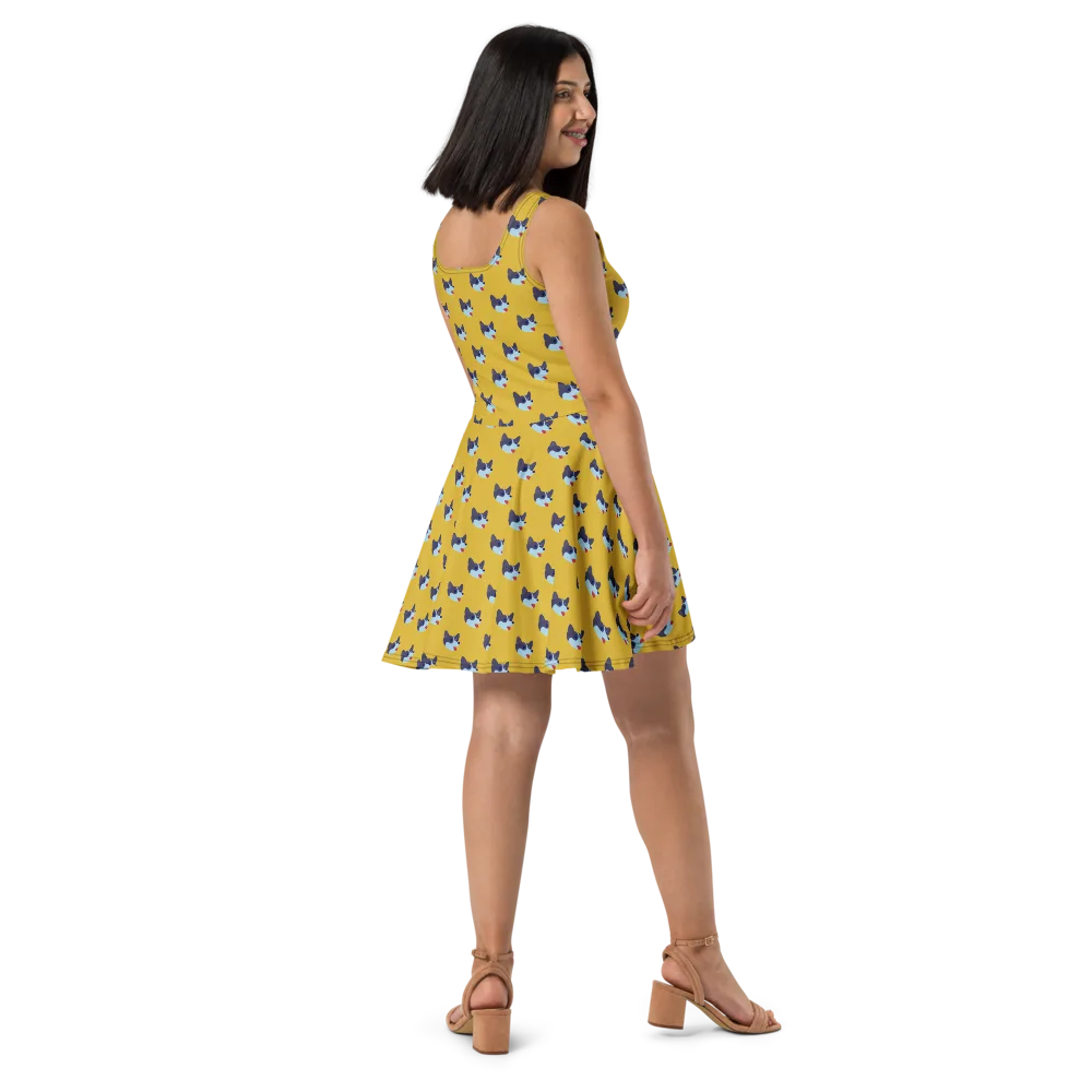 Golden Pup Parade on Skater Dress — Right