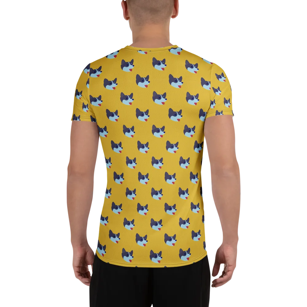 Golden Pup Parade on Men's Athletic T-Shirt — Back