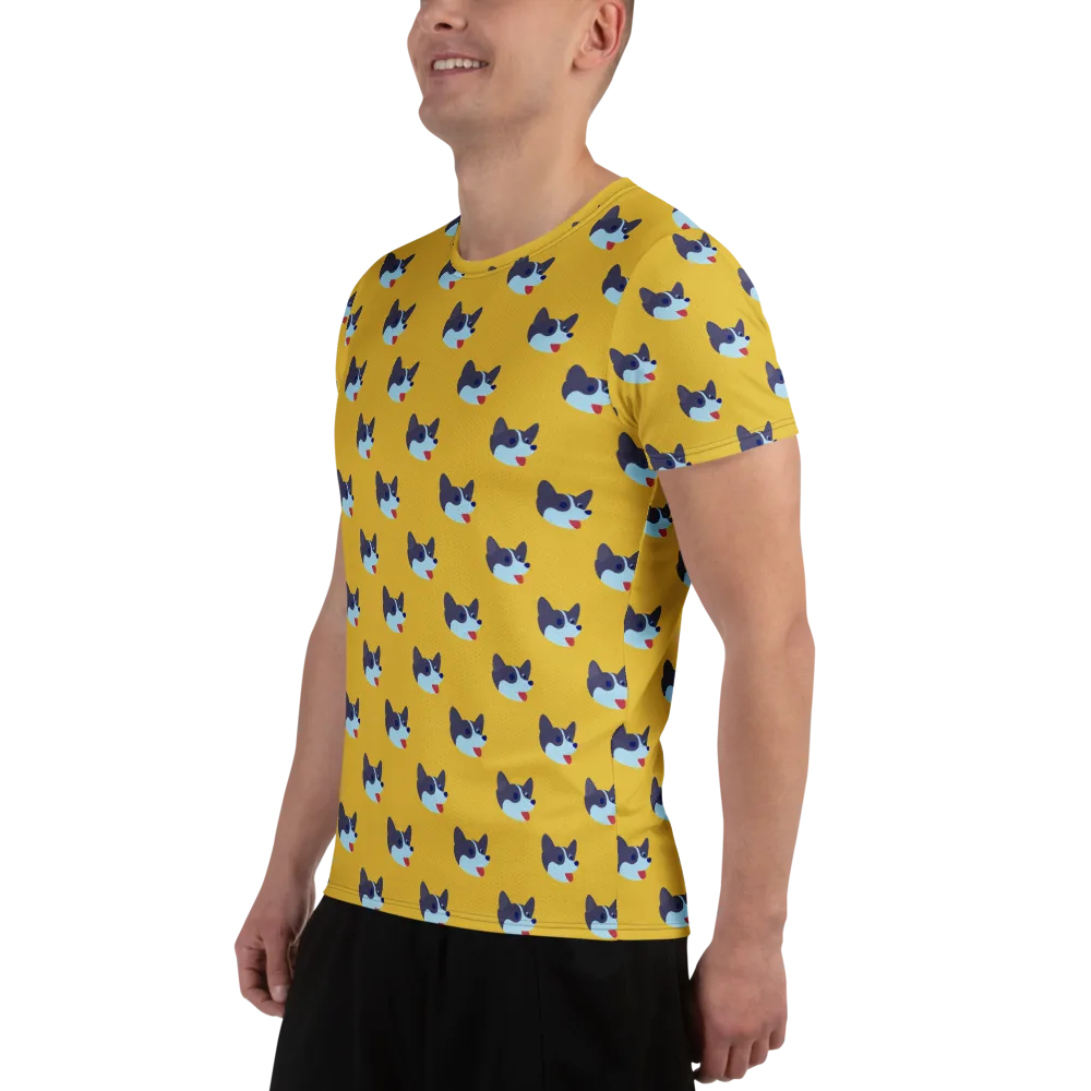Golden Pup Parade on Men's Athletic T-Shirt — Left