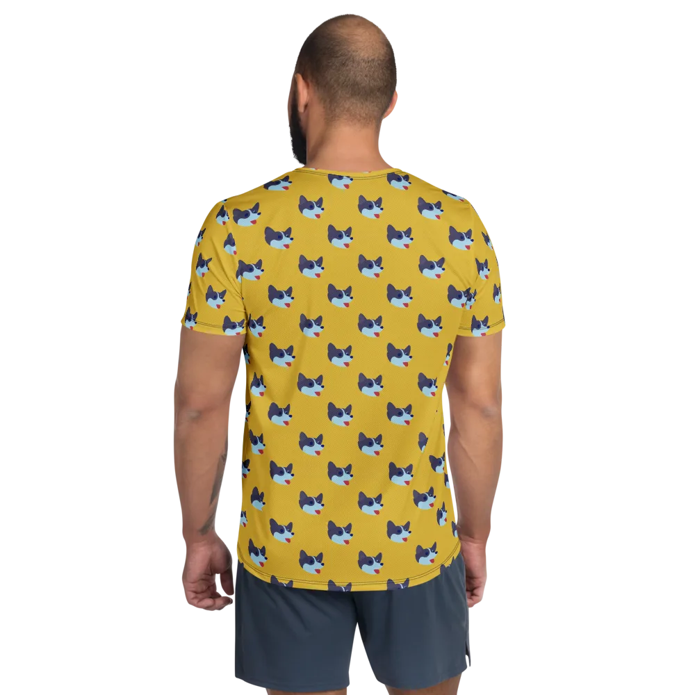 Golden Pup Parade on Men's Athletic T-Shirt — Back