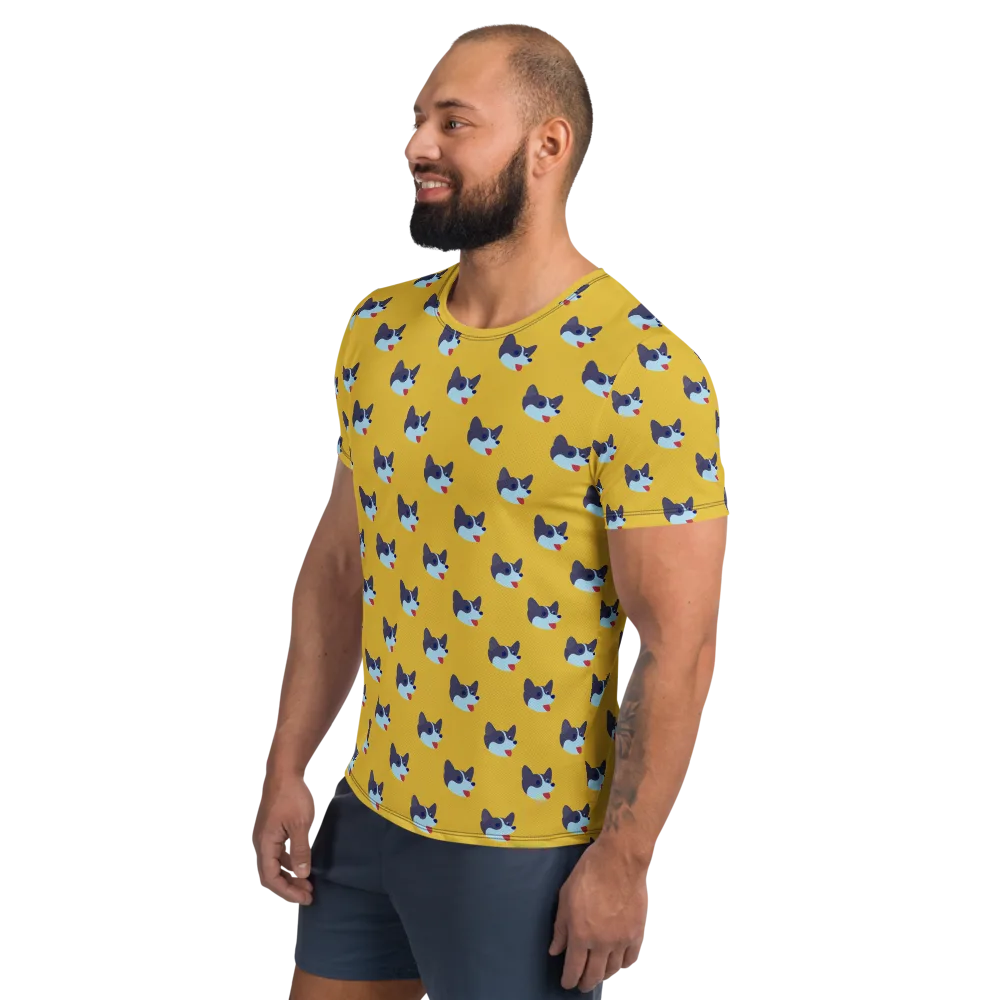 Golden Pup Parade on Men's Athletic T-Shirt — Left