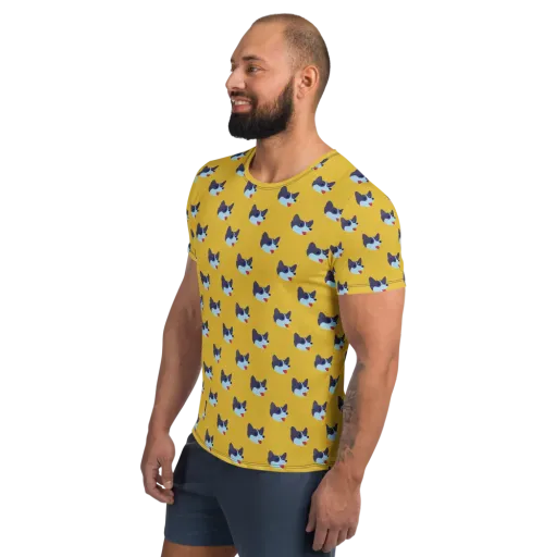 Golden Pup Parade on a Men's Athletic T-Shirt