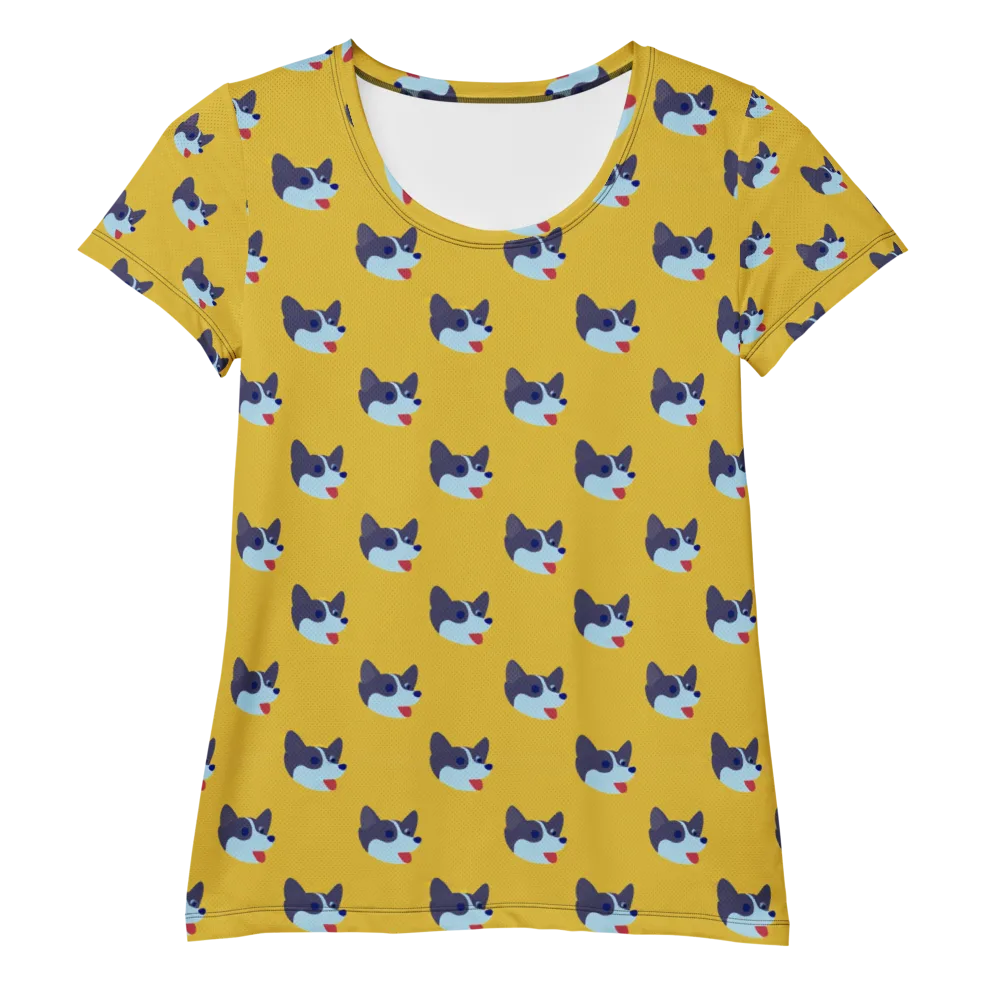 Golden Pup Parade on Women's Athletic T-Shirt — Front