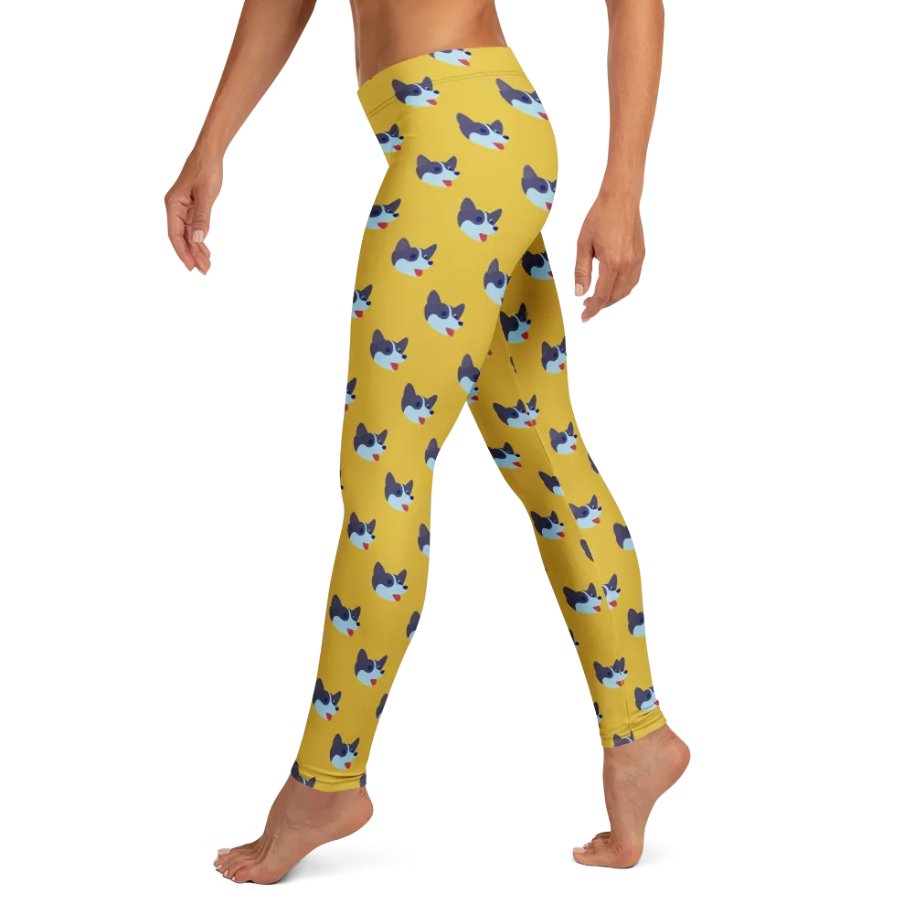 Golden Pup Parade on Leggings — Left
