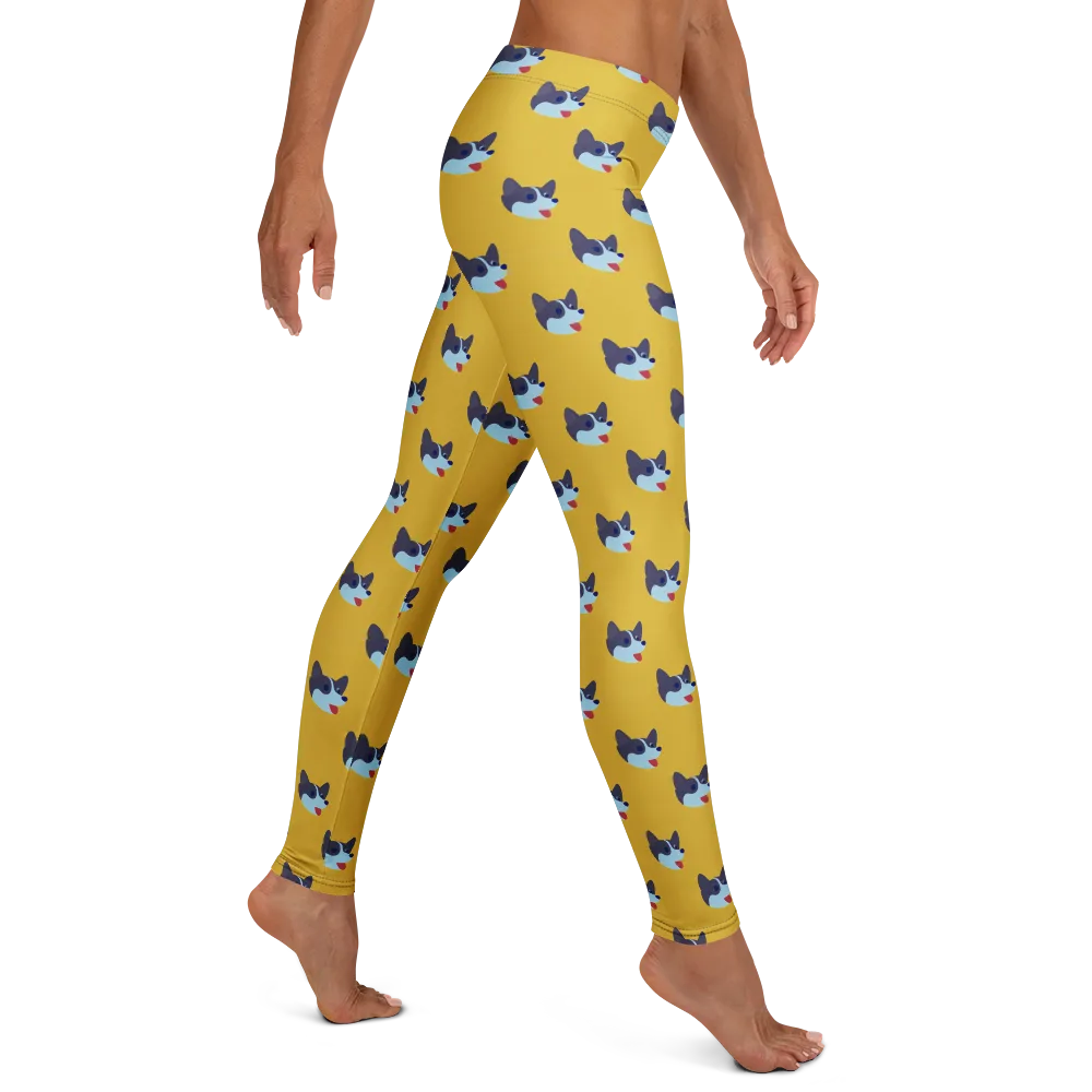 Golden Pup Parade on Leggings — Right