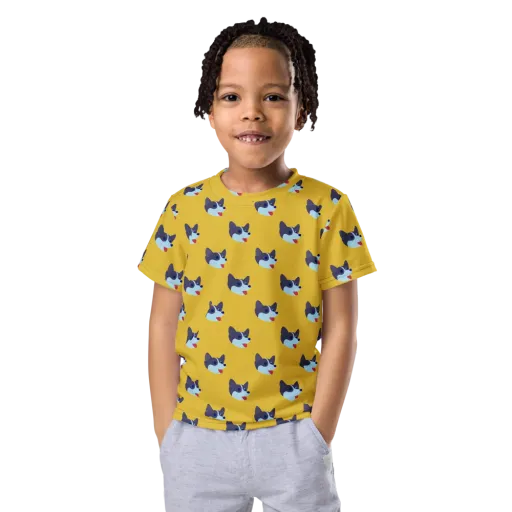 Golden Pup Parade on a Kids Crew Neck T-Shirt