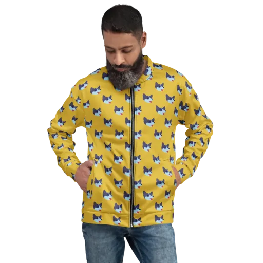 Golden Pup Parade on a Bomber Jacket
