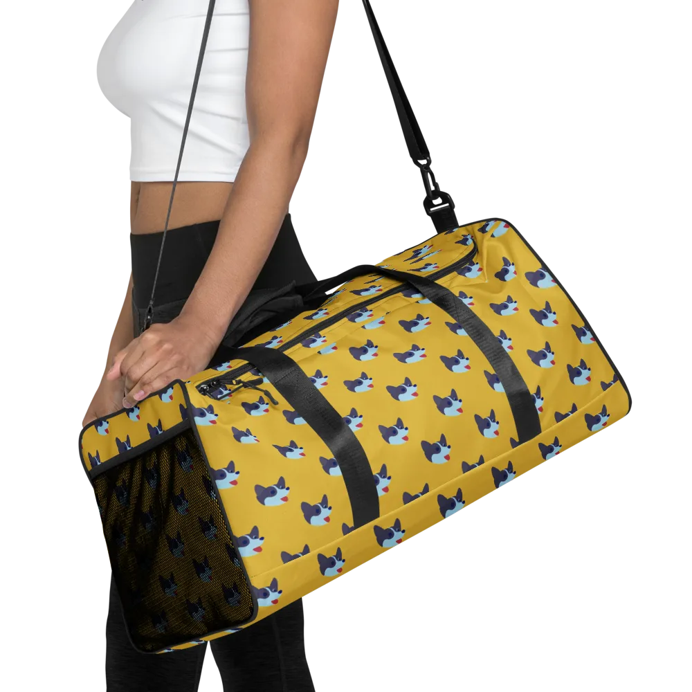 Golden Pup Parade on Duffle Bag — Front