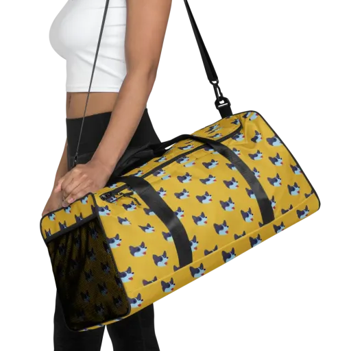 Golden Pup Parade on a Duffle Bag