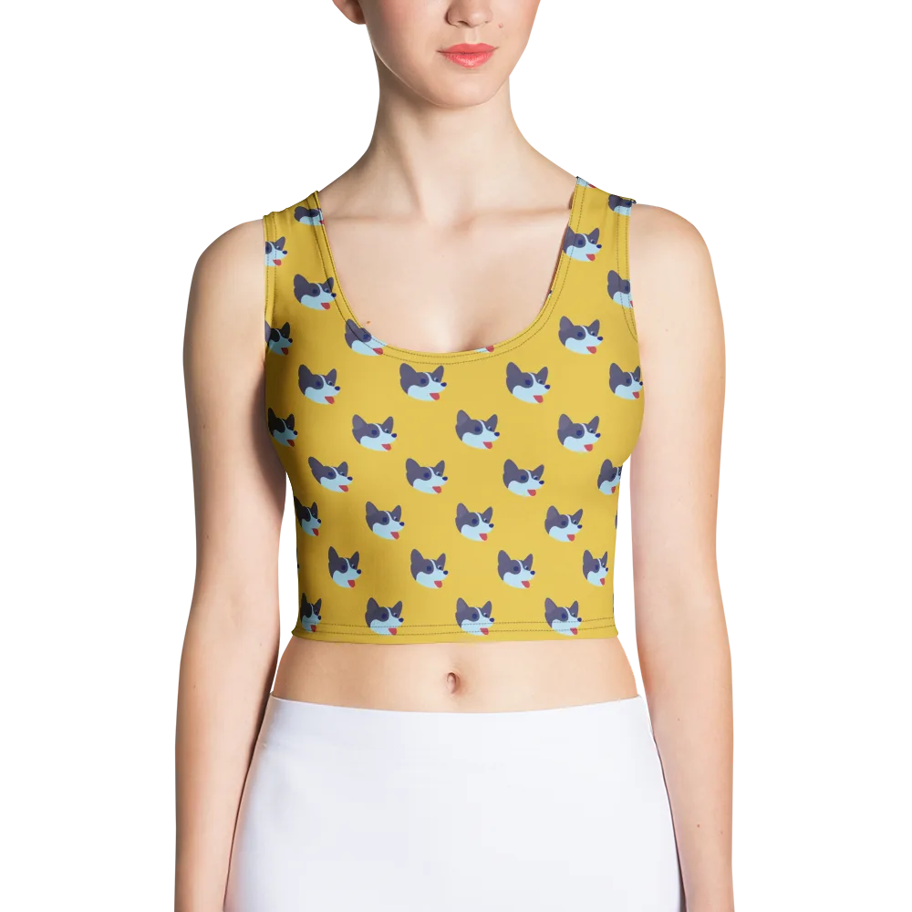 Golden Pup Parade on Crop Top — Front