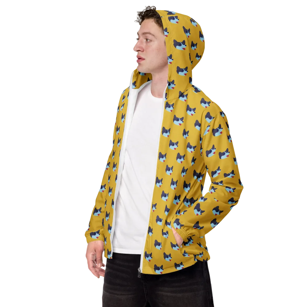 Golden Pup Parade on Men's Windbreaker — Left Front