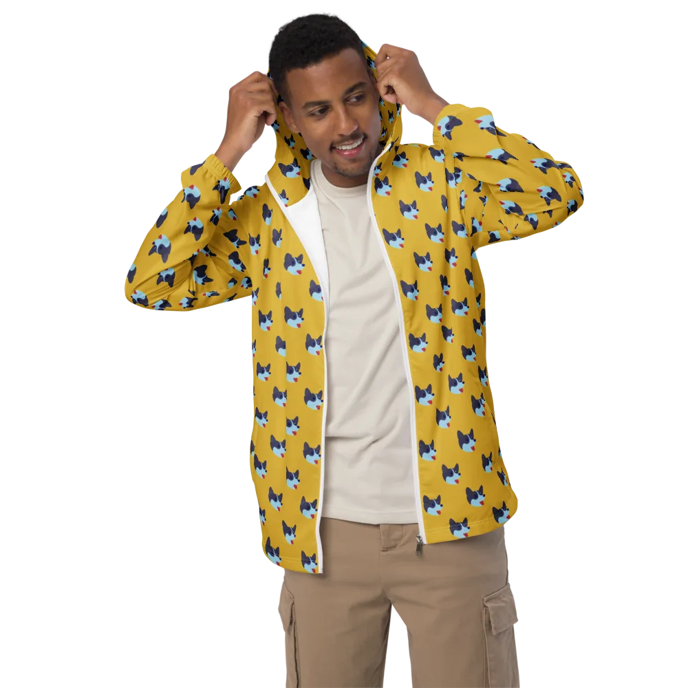 Golden Pup Parade on Men's Windbreaker — Front