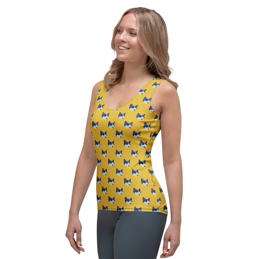 Golden Pup Parade on Women's Tank Top — Left Front