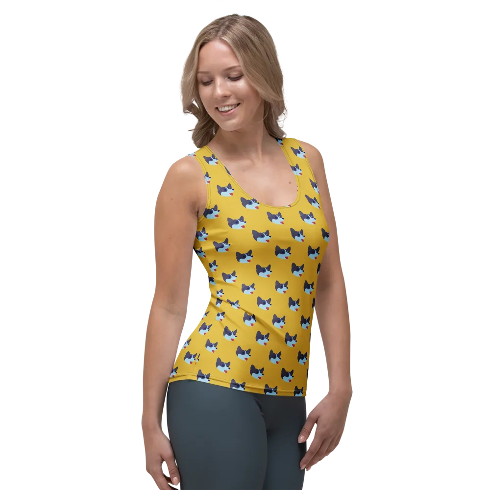 Golden Pup Parade on Women's Tank Top — Right Front