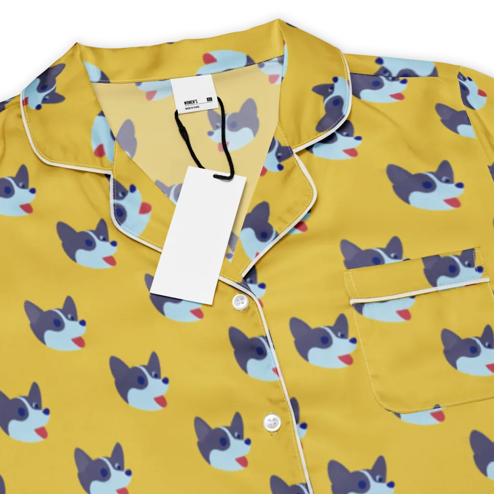 Golden Pup Parade on Women's Short Sleeve Pajama Top — Product details