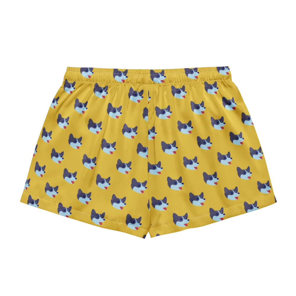Golden Pup Parade on Women's Pajama Shorts — Back