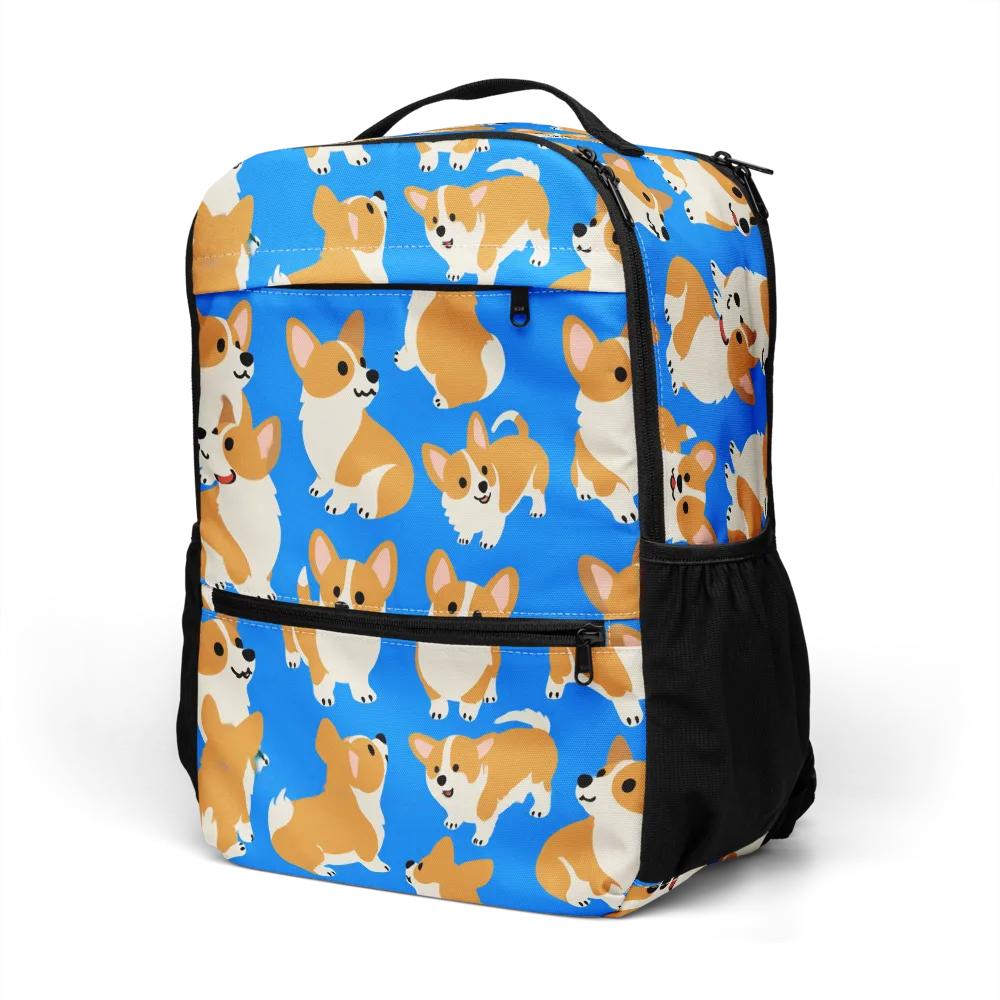 Blue Ribbon Corgis on Utility Backpack — Left Front