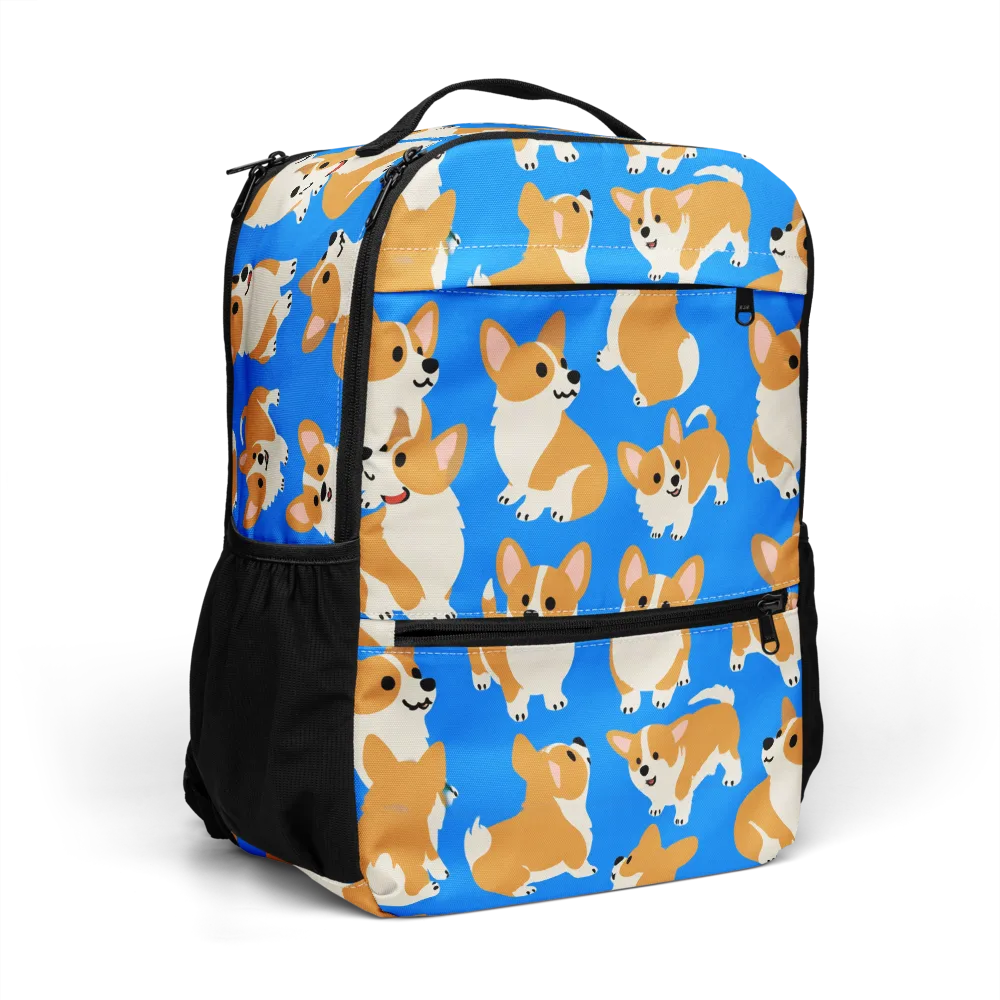 Blue Ribbon Corgis on Utility Backpack — Right Front