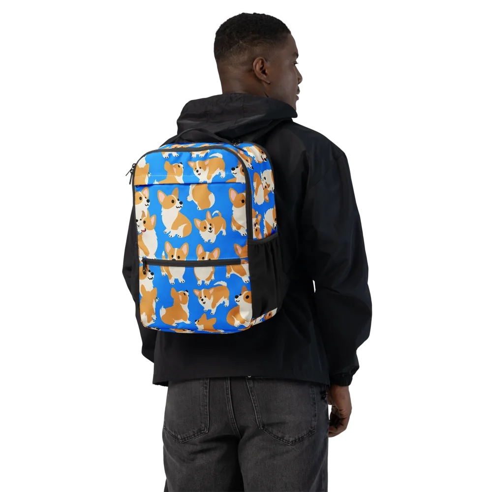 Blue Ribbon Corgis on Utility Backpack — Back