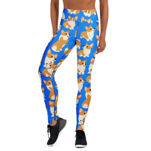 Blue Ribbon Corgis on a Yoga Leggings