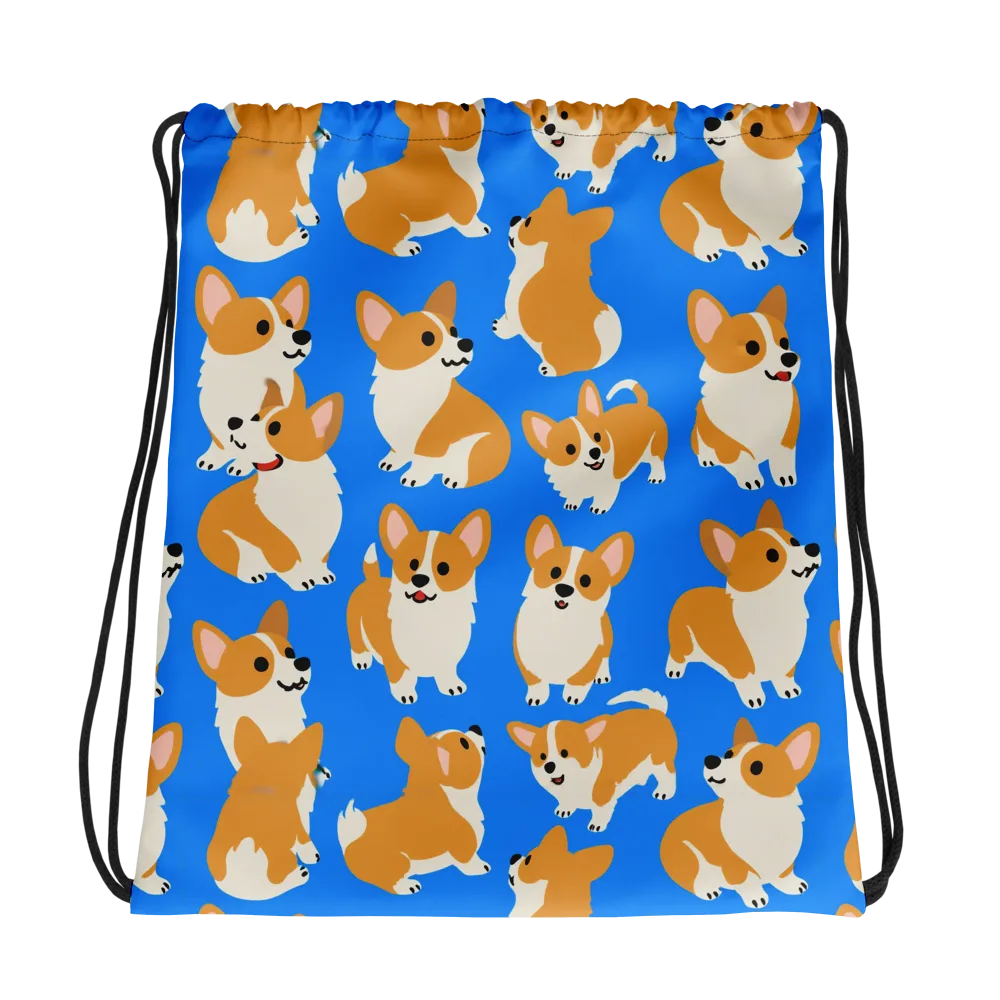 Blue Ribbon Corgis on Drawstring Bag — Photo