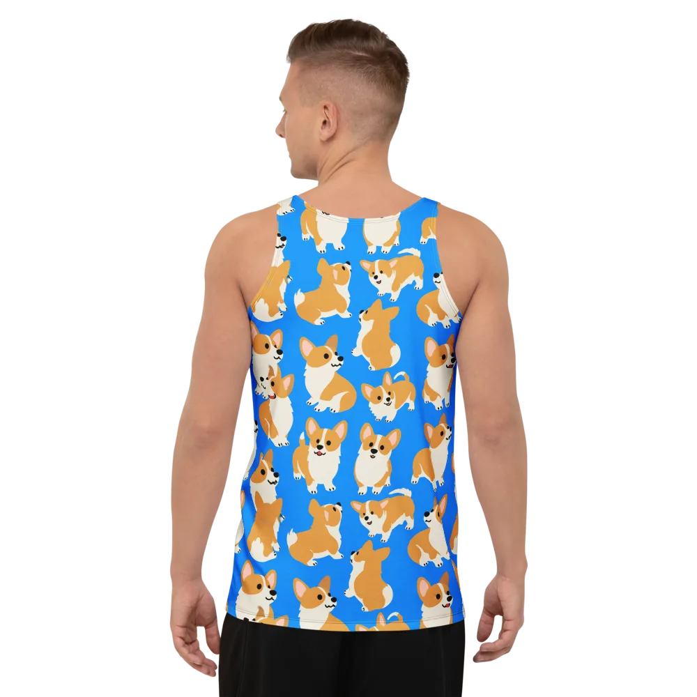 Blue Ribbon Corgis on Men's Tank Top — Back
