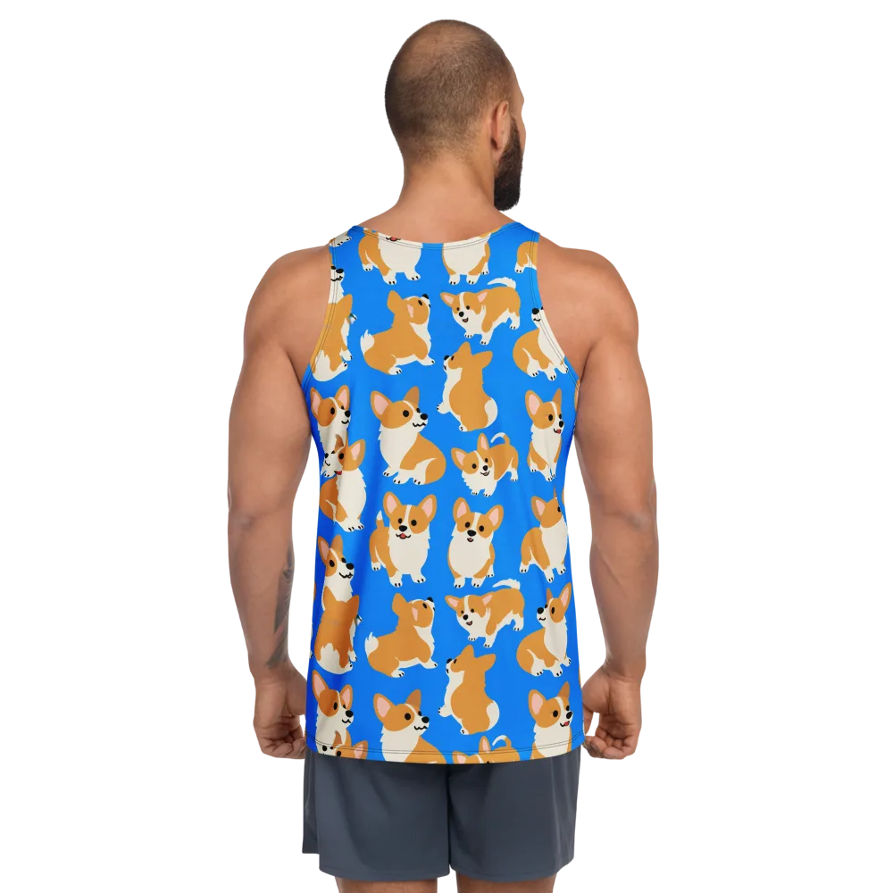 Blue Ribbon Corgis on Men's Tank Top — Back