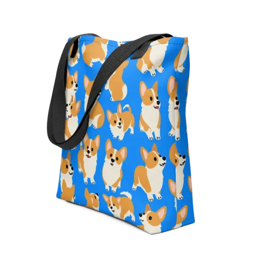 Blue Ribbon Corgis on a Tote Bag