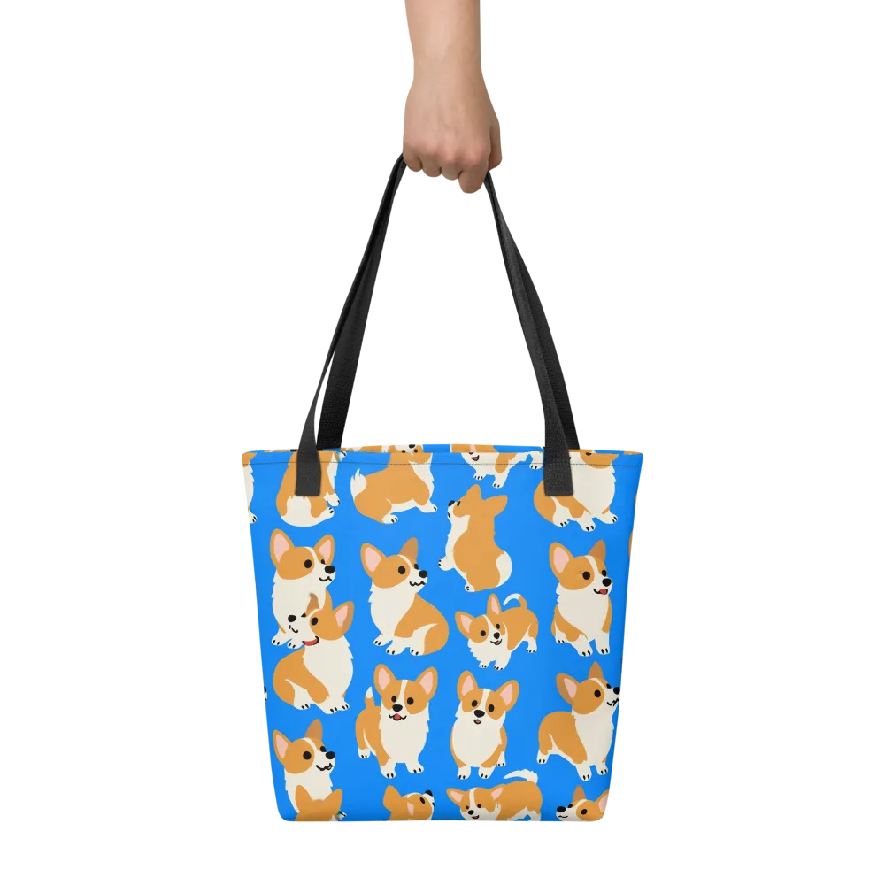Blue Ribbon Corgis on Tote Bag — Front