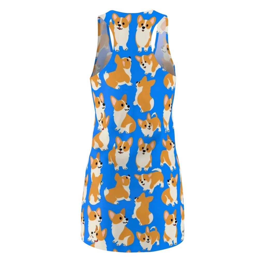 Blue Ribbon Corgis on Racerback Dress — Back