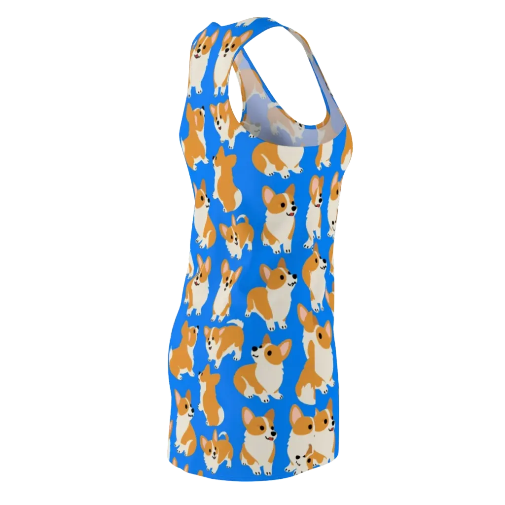 Blue Ribbon Corgis on Racerback Dress — Back Side