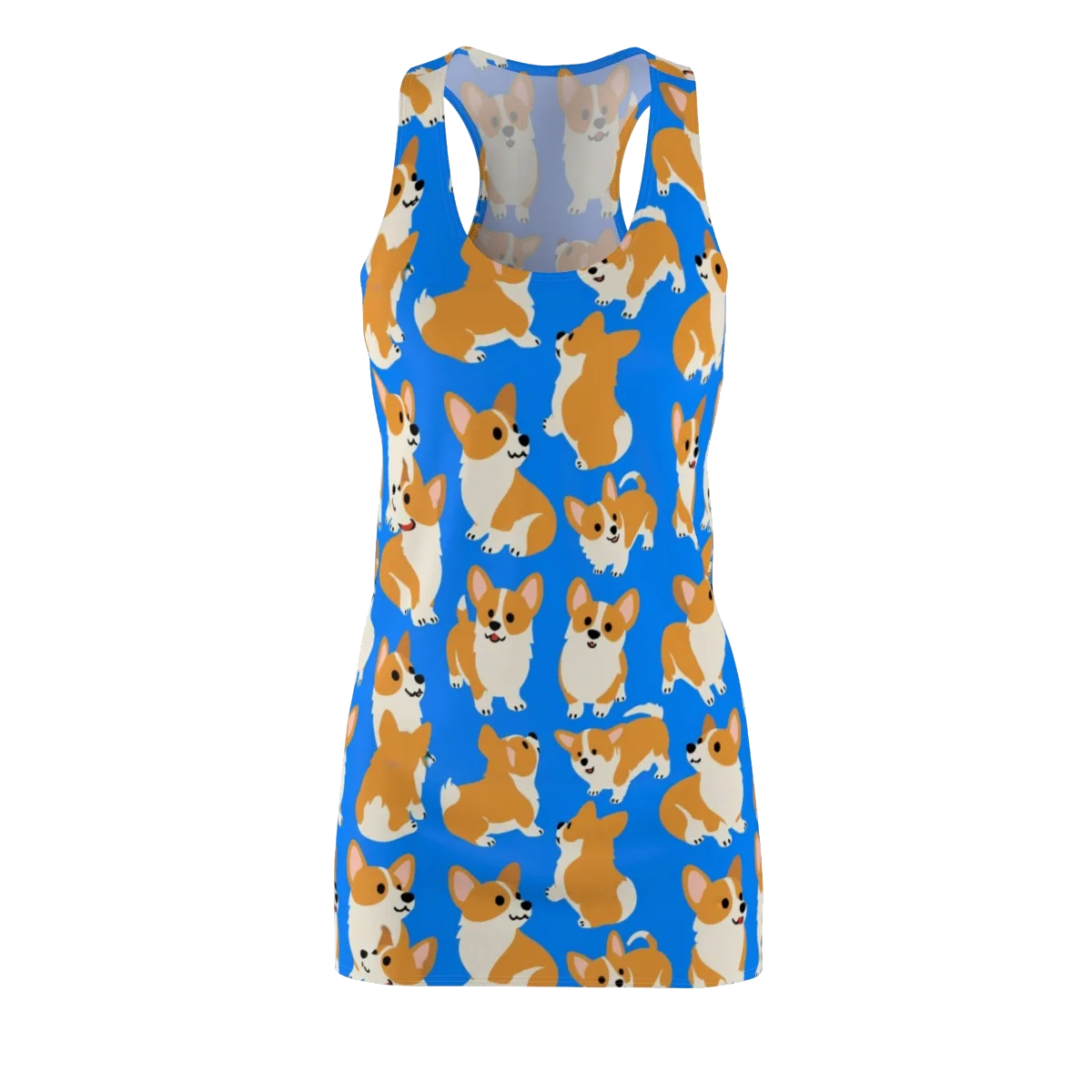Blue Ribbon Corgis on Racerback Dress — Front