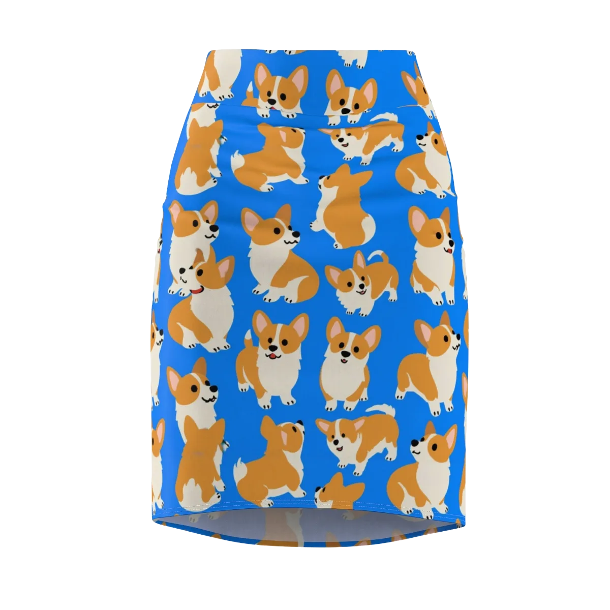 Blue Ribbon Corgis on Pencil Skirt — Front