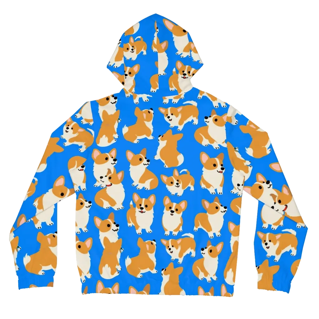 Blue Ribbon Corgis on Women's Full-Zip Hoodie — Back