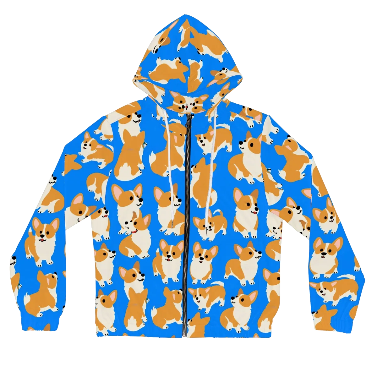 Blue Ribbon Corgis on Women's Full-Zip Hoodie — Front