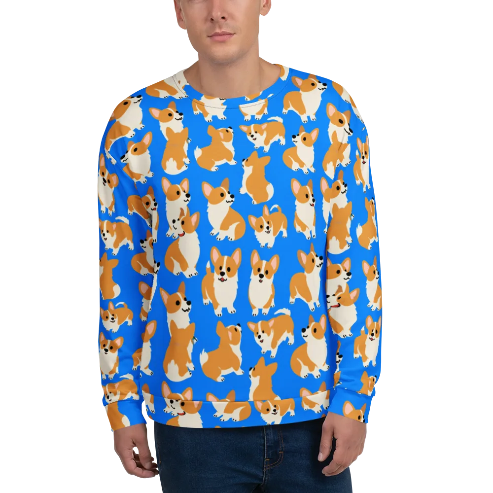 Blue Ribbon Corgis on Sweatshirt — Front