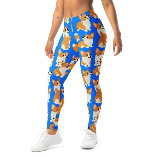 Blue Ribbon Corgis on a Leggings