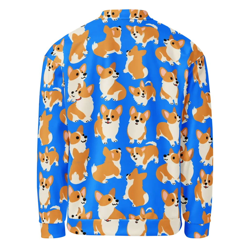 Blue Ribbon Corgis on Bomber Jacket — Back
