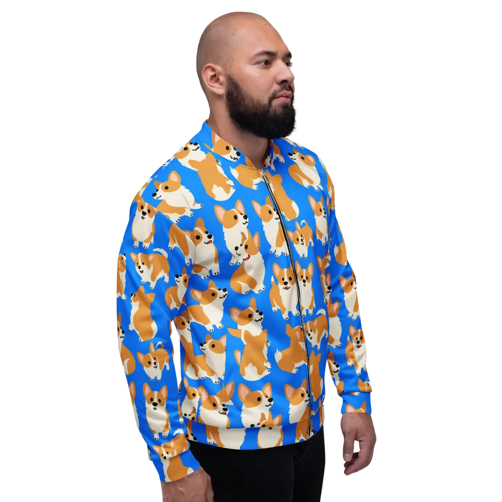 Blue Ribbon Corgis on Bomber Jacket — Right