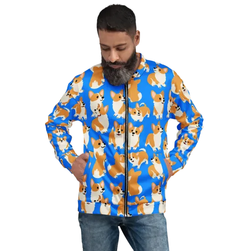 Blue Ribbon Corgis on a Bomber Jacket