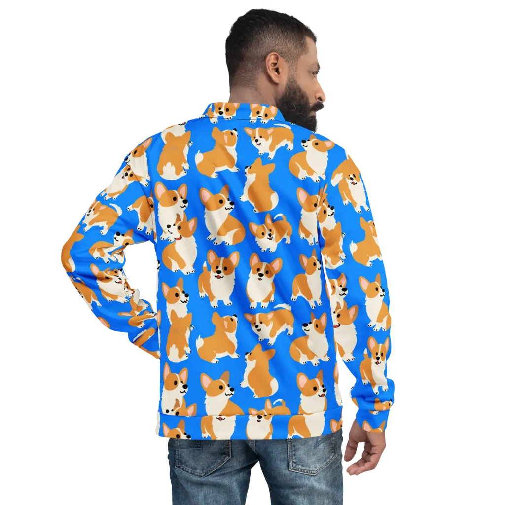 Blue Ribbon Corgis on Bomber Jacket — Back