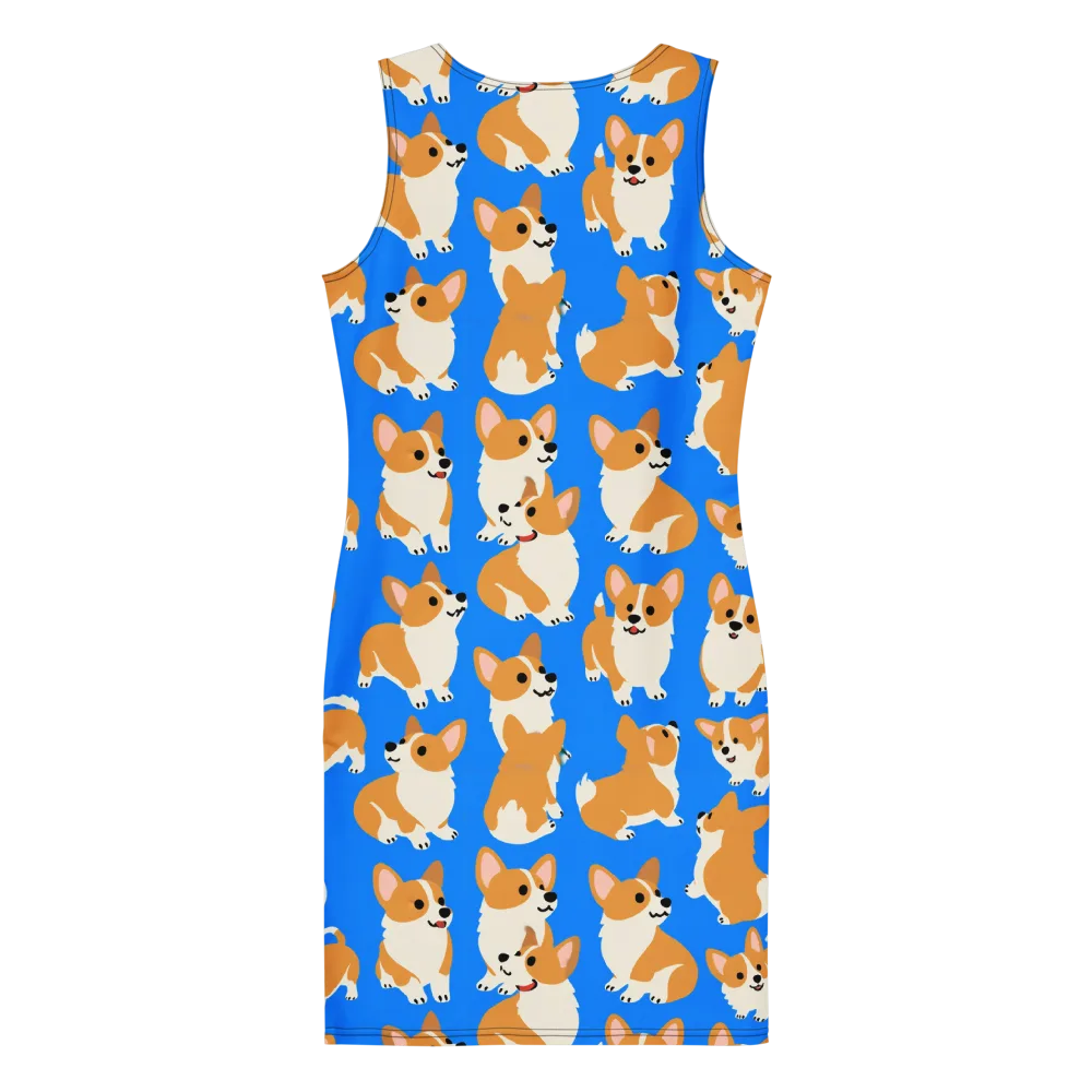Blue Ribbon Corgis on Bodycon Dress — Back