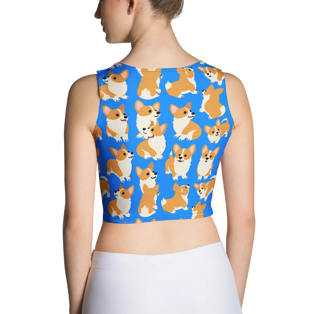 Blue Ribbon Corgis on Crop Top — Back