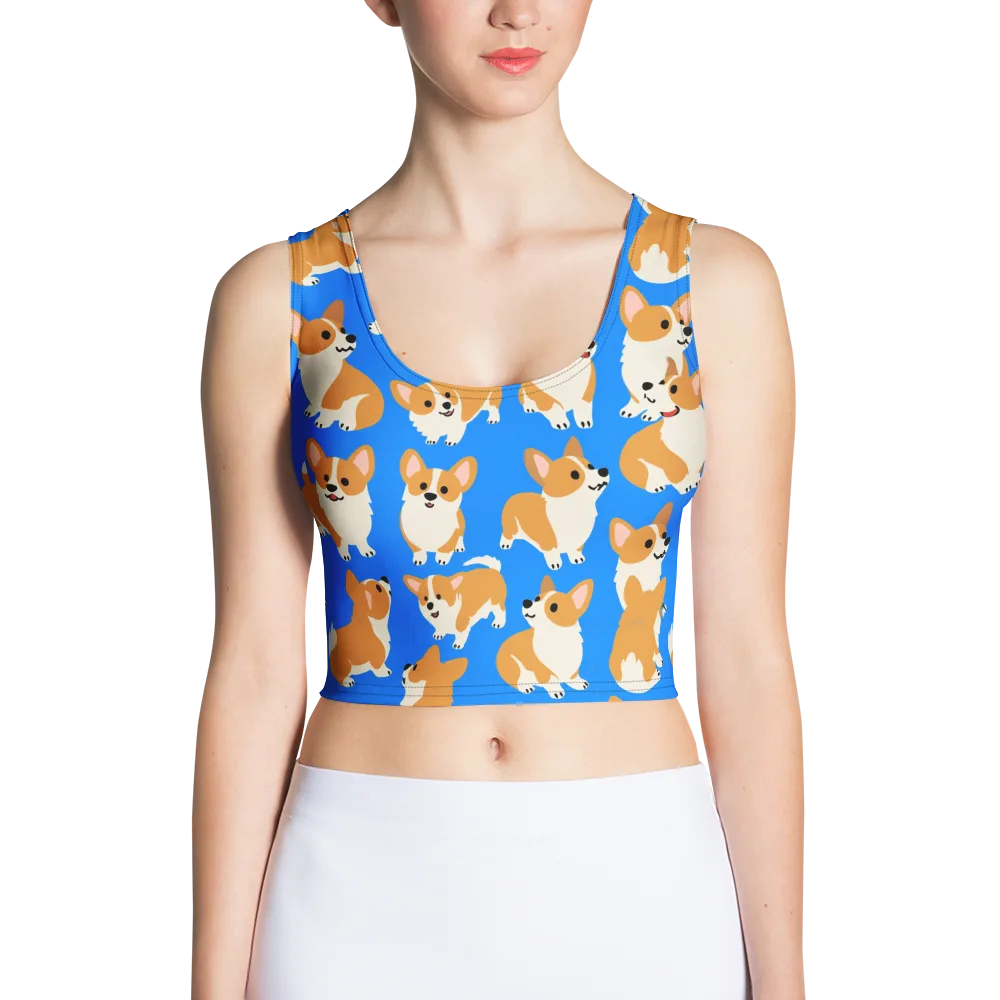 Blue Ribbon Corgis on Crop Top — Front